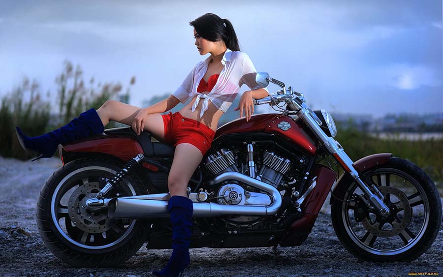 Beautiful girls and motorcycles in Kota Kinabalu