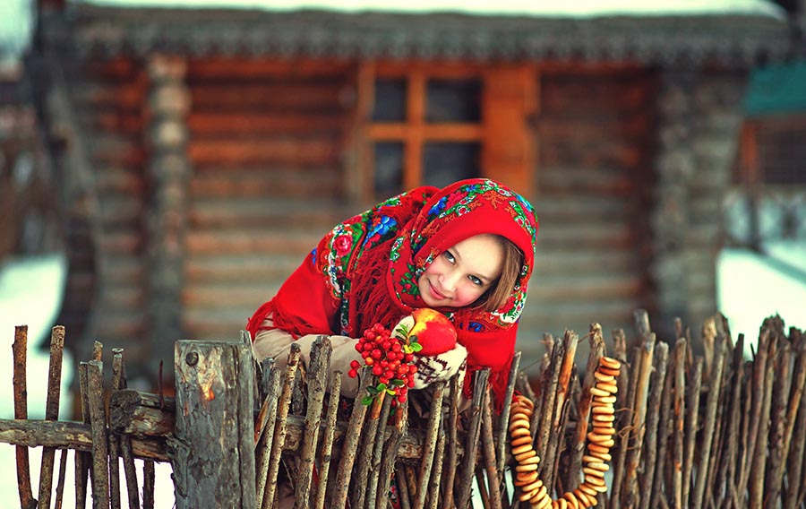 Sexy girl Women in Slavic costumes in Kota Kinabalu