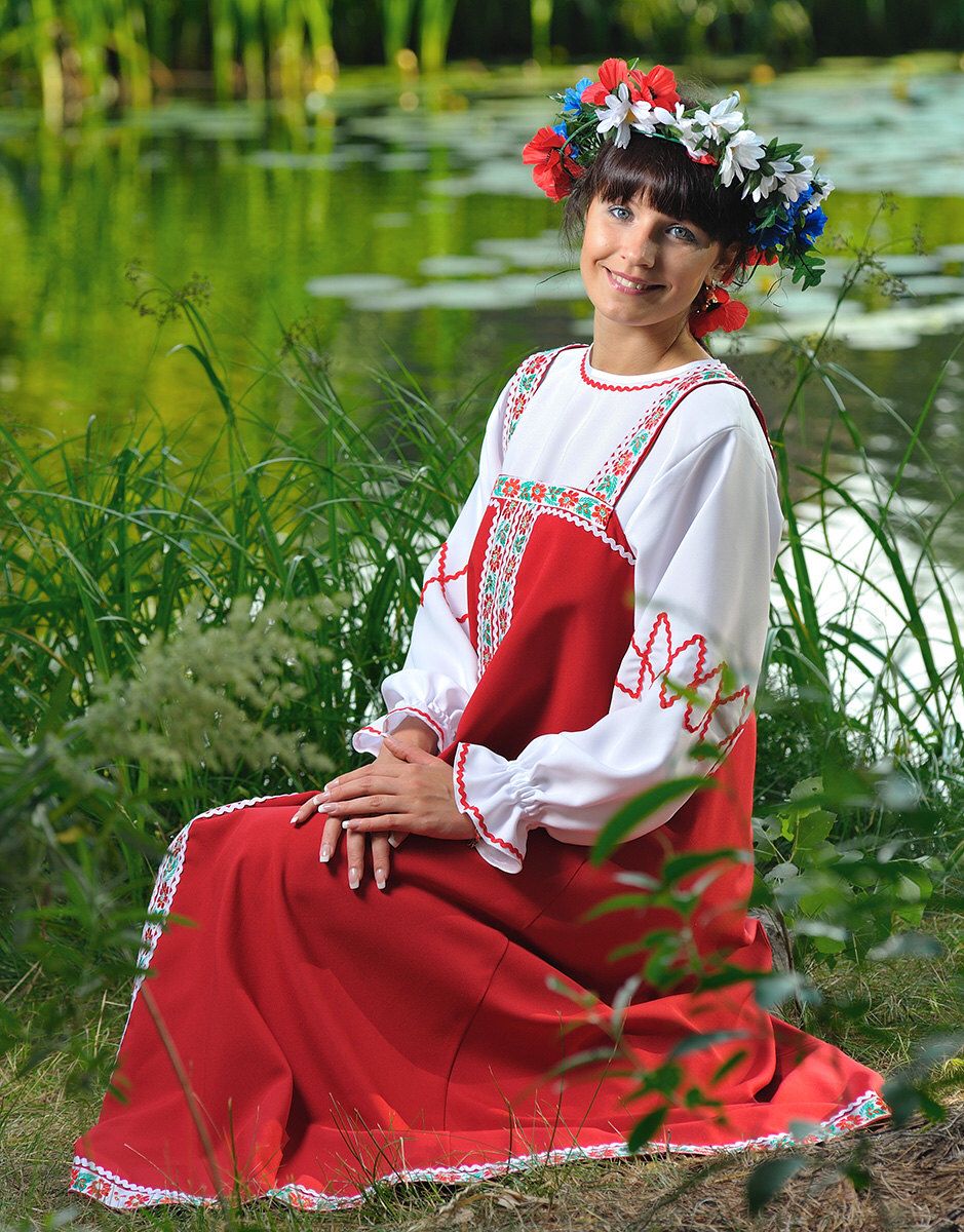 Beautiful girl Girls in Slavic costumes in Kota Kinabalu